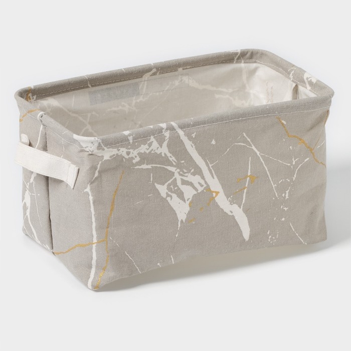 Корзина для хранения с ручками Доляна &laquo;Мрамор&raquo;, 28&times;16&times;16 см, серая