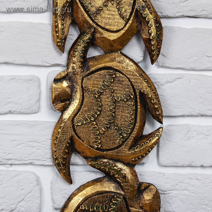 Панно дерево "Золотые черепашки" 96х16х1,5 см