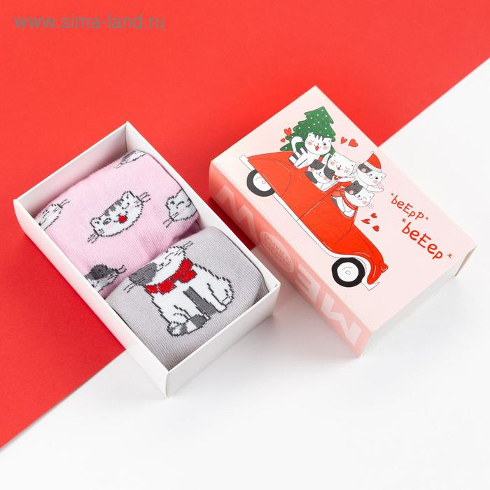 Набор женских новогодних носков KAFTAN Набор женских новогодних носков KAFTAN "Catmas" р. 36-40 (23-25 см), 2 пары