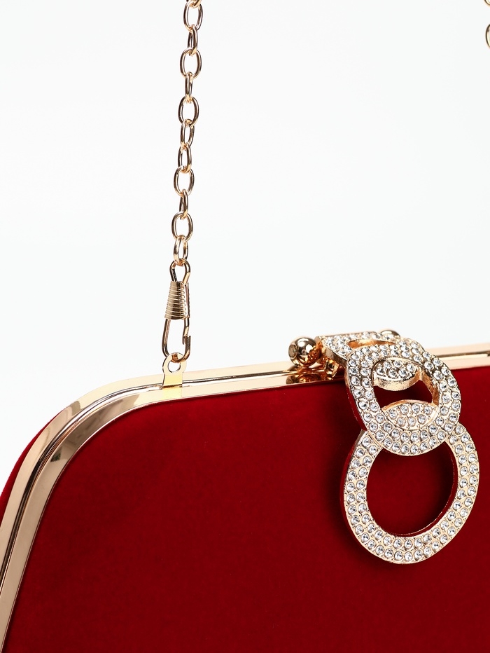 Сумка жен, 20*6*12, отд на фермуаре, цепь, текстиль, красный