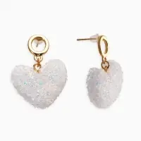 Серьги "Сердце сахарное", цвет белый в золоте