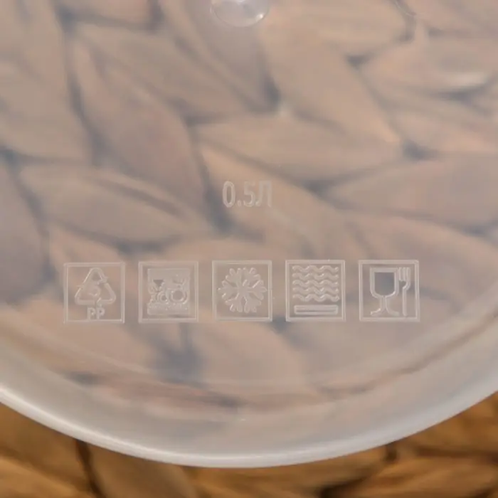 Контейнер круглый Доляна, пищевой, 500 мл, прозрачный, крышка синяя