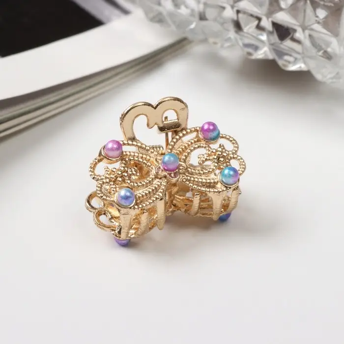 Крабик для волос &laquo;Адель&raquo;, бант, 2.5 см, золото