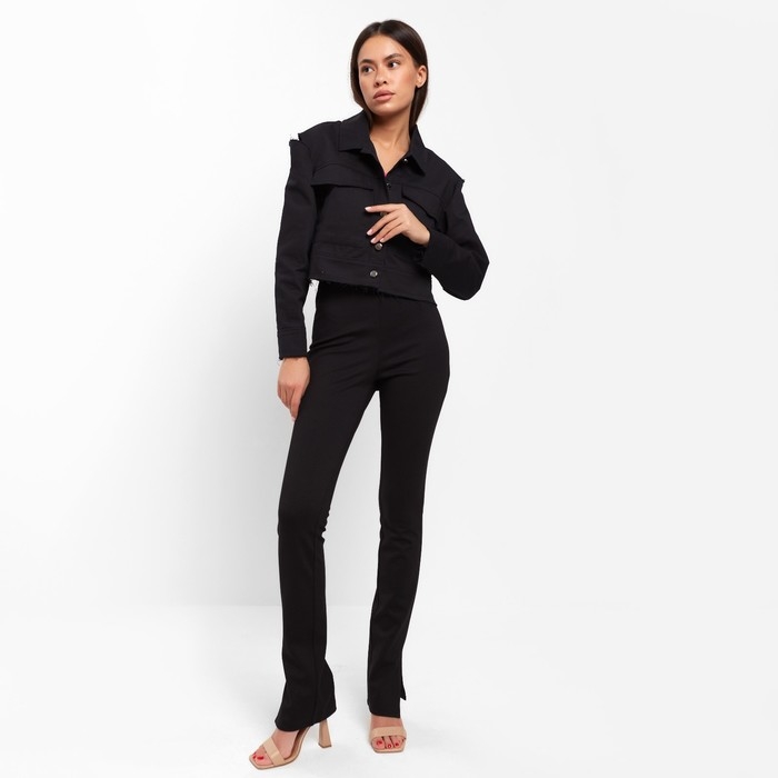 Рубашка женская укороченная с разрезами MIST: Denim р.46, черный Рубашка женская укороченная с разрезами MIST: Denim р.46, черный