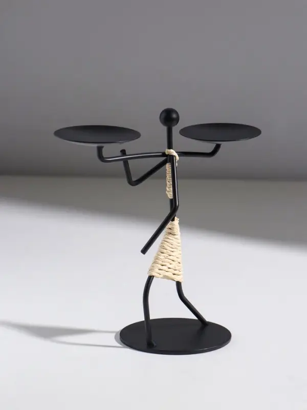 Подсвечник металл на 2 свечи "Абориген с коромыслом" d=6 см 17х8х17 см