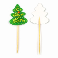 Новогодние шпажки &laquo;С Новым Годом!&raquo;, ёлочка, набор 12 шт.