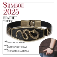 Браслет унисекс «Атлант» змея, цвет чёрный с чернёным золотом, 22 см Браслет унисекс «Атлант» змея, цвет чёрный с чернёным золотом, 22 см