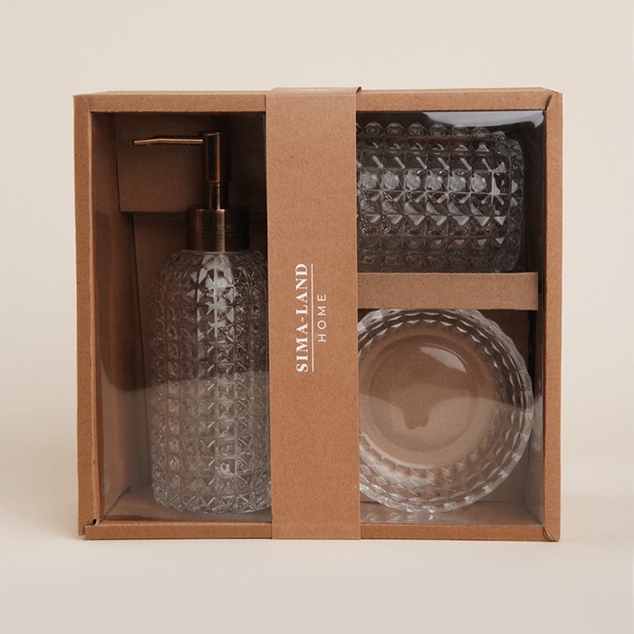 Аксессуары для ванной SL Home, 3 предмета: дозатор, мыльница, стакан