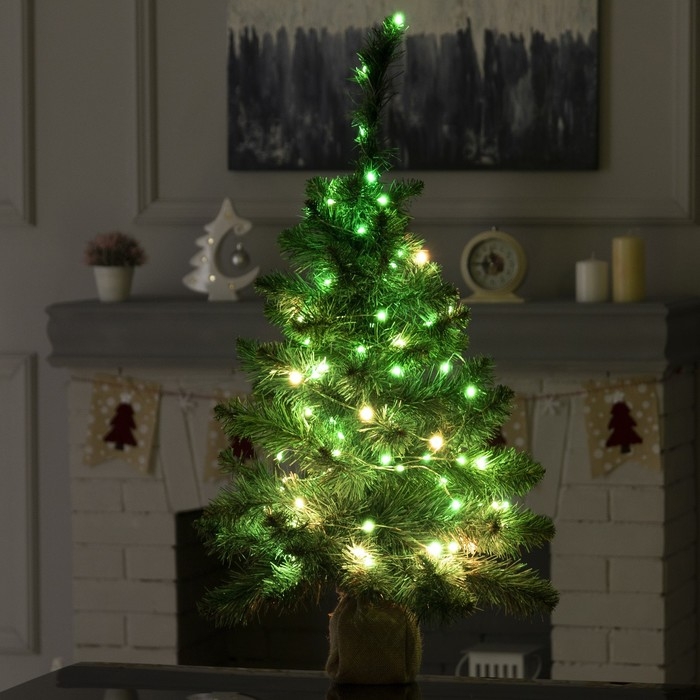 Гирлянда &laquo;Нить&raquo; 10 м роса, IP20, серебристая нить, 100 LED, пульт ДУ, свечение RGB, USB