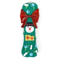 Игрушка пищащая для собак "Новогодняя кость с бантиком", виниловая, 18 х 5,6 х 4 см, зелёная