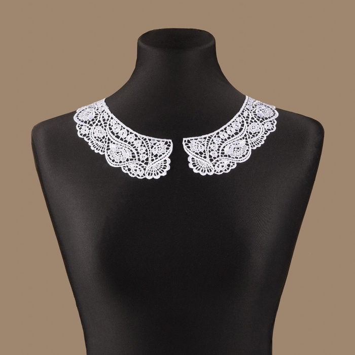 Воротник пришивной, гипюровый, 21 &times; 6 см, цвет белый