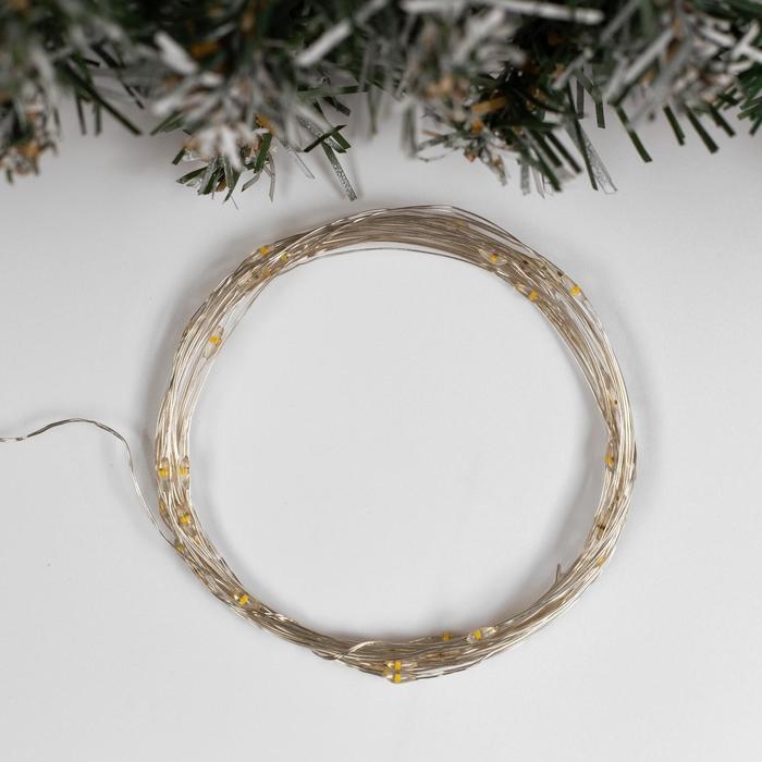 Гирлянда «Нить» 5 м роса, IP20, серебристая нить, 50 LED, свечение тёплое белое, USB Гирлянда «Нить» 5 м роса, IP20, серебристая нить, 50 LED, свечение тёплое белое, USB