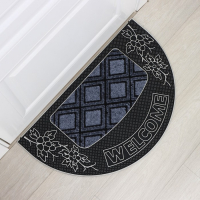 Коврик придверный полукруглый Доляна &laquo;Welcome цветы&raquo;, 45&times;75 см, цвет серебряный