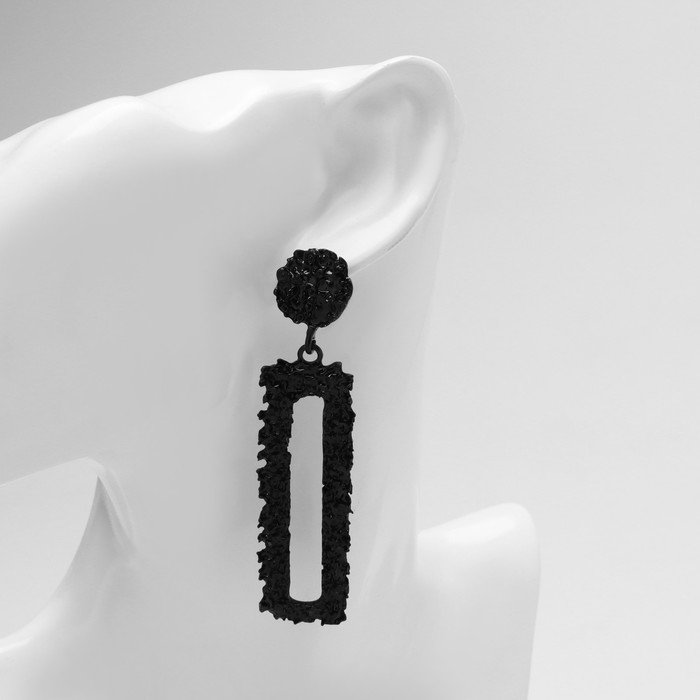 Серьги металл &laquo;Карибы&raquo; длинный прямоугольник, цвет чёрный