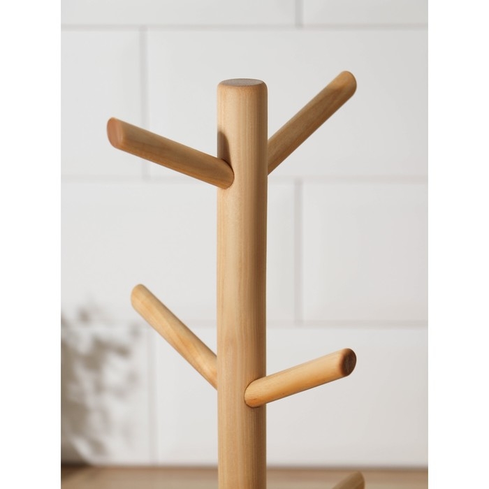 Подставка для кружек Adelica, основа d=13&times;1,8 см, высота 34 см, вешалка 6,5 см, берёза