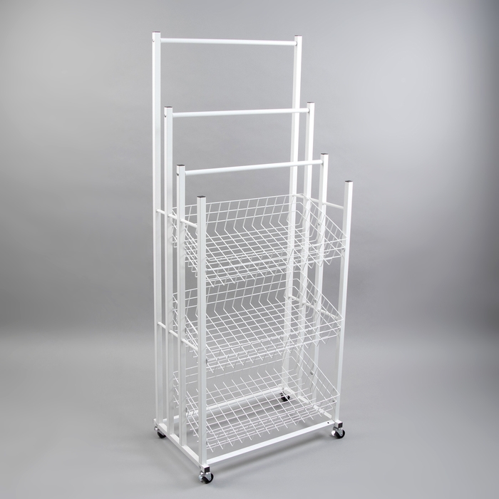 Стойка под зонты, разборная, 3 наклонные корзины, 3 яруса, 60&times;40&times;150 см, цвет белый