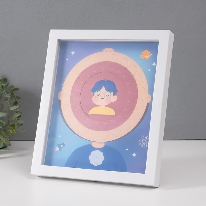 Фоторамка пластик 9х9 см "Молочные зубики" голубая 2х23х27 см