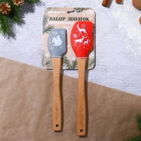 Новый год. Набор силиконовых лопаток &laquo;Лесная сказка&raquo;, 2 шт в наборе (26х5 см, 23.3х4.3 см)