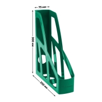 Лоток для бумаг вертикальный Стамм "Лидер", пластиковый, ширина 75 мм, зеленый Лоток для бумаг вертикальный Стамм "Лидер", пластиковый, ширина 75 мм, зеленый