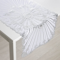 Салфетка ажурная для стола &laquo;Лучи&raquo;, 84&times;40 см, ПВХ, цвет серебряный