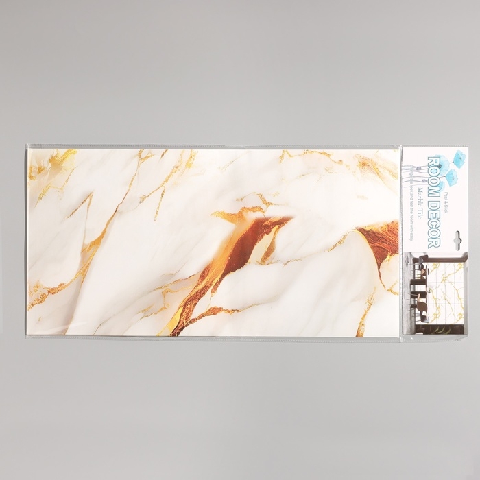 Панель самоклеящаяся 60*30см мрамор белый с золотом