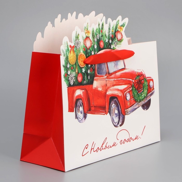 Пакет подарочный новогодний &laquo;Спешу к тебе&raquo;, 30 х 25 х 10 см, Новый год