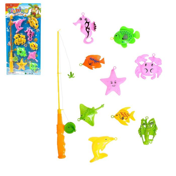 Рыбалка «Ловись, рыбка» 9 рыбок, удочка, цвета МИКС Рыбалка «Ловись, рыбка» 9 рыбок, удочка, цвета МИКС