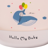 Нагрудник силиконовый, на кнопках, с карманом &laquo;Кит&raquo;, цвет серый/белый