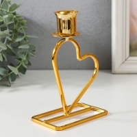 Подсвечник металл на 1 свечу "Сердце" d=2,3 см золото 5,8х9,3х14 см