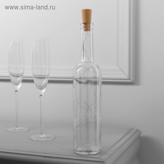 Гирлянда &laquo;Нить&raquo; 1 м роса с пробкой, IP20, серебристая нить, 10 LED, батарейки LR44х3 (в комплекте), свечение зелёное