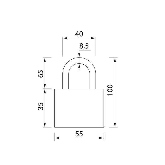 Замок навесной, тип 8, 9х60 мм, порошковое покрытие