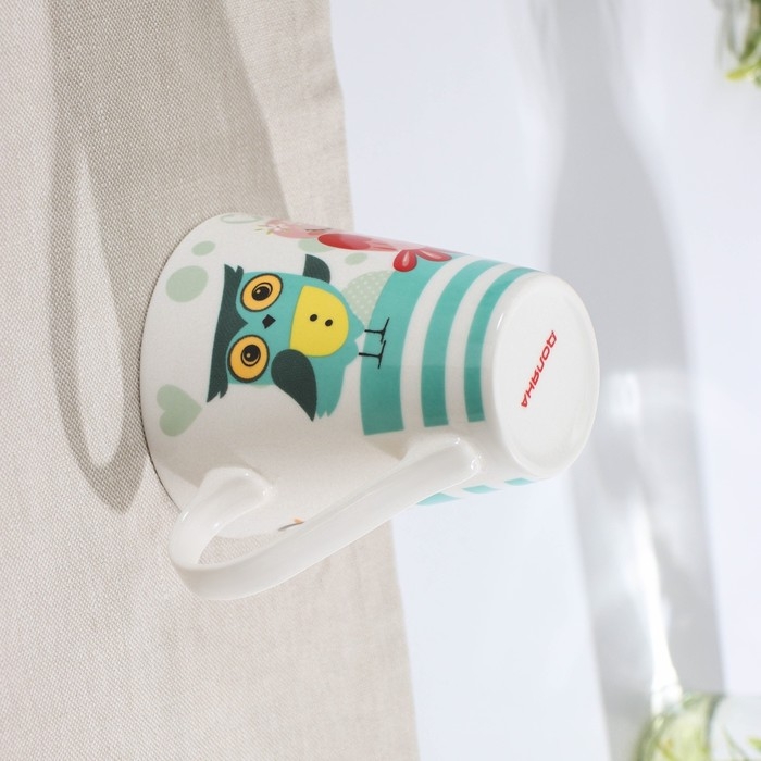 Кружка фарфоровая Доляна &laquo;Совушки&raquo;, 320 мл