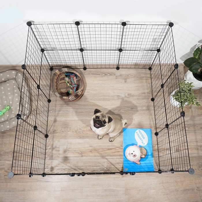 Вольер 24 секции, металлический, черный, 210 х 210 х 35 см, (35 х 35 см звено)