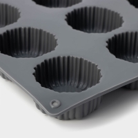 Форма для выпечки и муссовых десертов KONFINETTA &laquo;Шарлотт&raquo;, силикон, 27,5&times;17,5&times;2,5 см, 12 ячеек (5&times;2,5 см), цвет серый