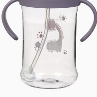 Поильник - непроливайка детский с силиконовой трубочкой и грузиком, от 9 мес., 350 мл., с ручками, цвет розовый, Крошка Я