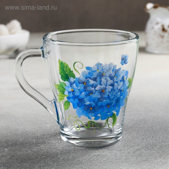 Кружка стеклянная &laquo;Гортензия&raquo;, 250 мл
