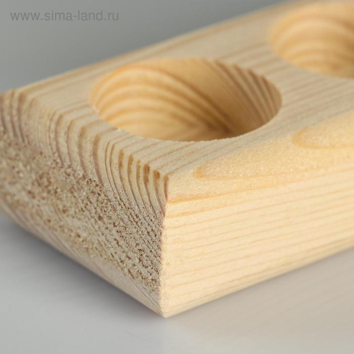 Подсвечник деревянный под 3 свечи "Прямоугольный", МАССИВ, 15.5&times;6&times;3 см
