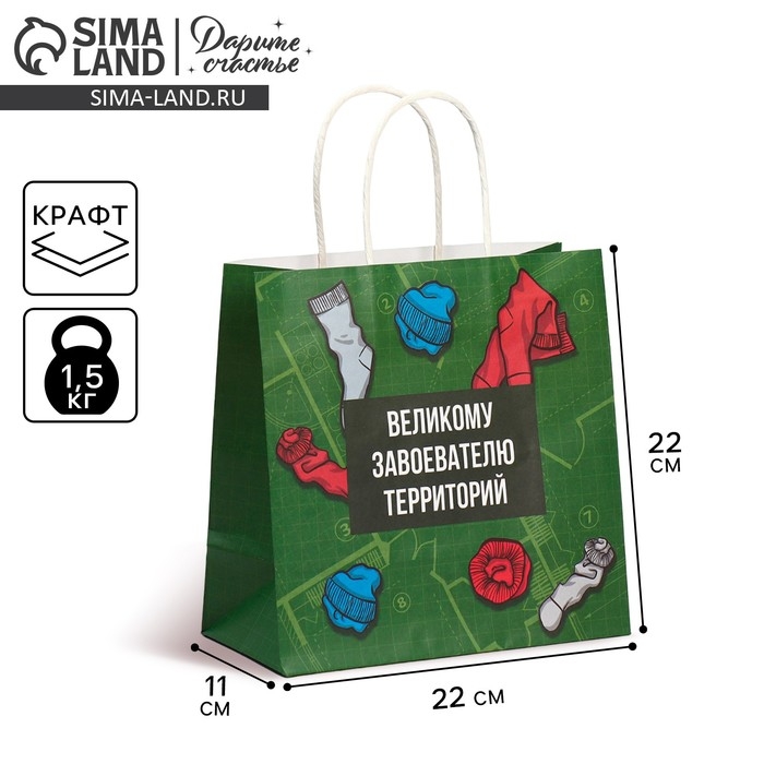 Пакет подарочный, упаковка, &laquo;Завоеватель&raquo;, 22 х 22 х 11 см