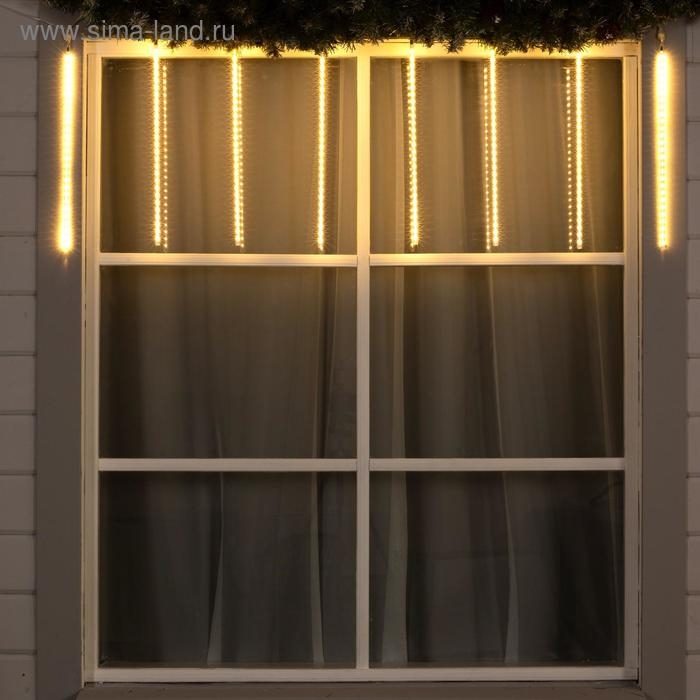 Гирлянда &laquo;Сосульки&raquo; 2.5 &times; 0.5 м, IP65, прозрачная нить, 288 LED, свечение тёплое белое с эффектом стекания, 12 В