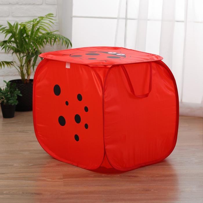 Корзина для игрушек &laquo;Божья коровка&raquo; с ручками и крышкой