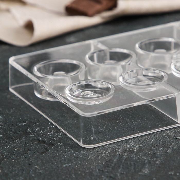 Форма для конфет и шоколада &laquo;Бабл&raquo;, 10 ячеек, 20&times;12&times;2,5 см, d=2,5 см, d=2,7 см, цвет прозрачный