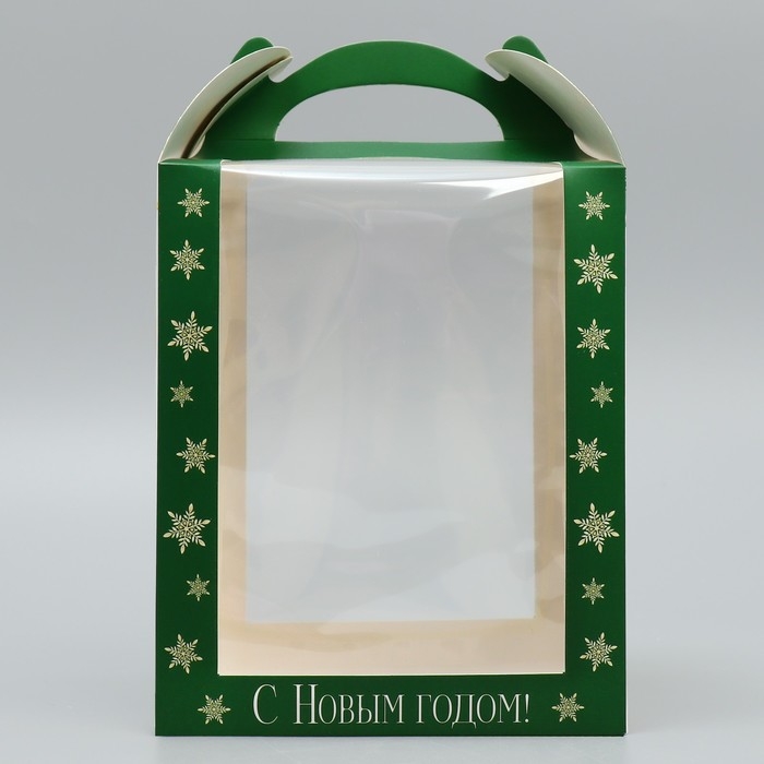 Складная коробка под маленький торт &laquo;С Новым годом&raquo;, шары, 15 х 15 х 18 см, Новый год