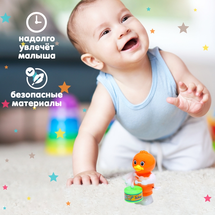 Заводная игрушка &laquo;Утка барабанщик&raquo;, МИКС