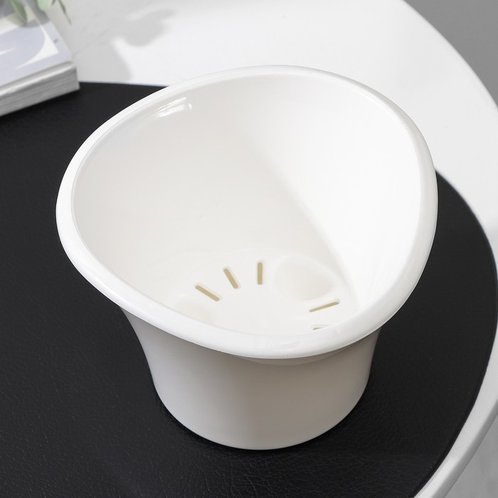 Кашпо для цветов со вставкой &laquo;Лагуна&raquo;, 600 мл, d=13 см, h=9 см, цвет белый