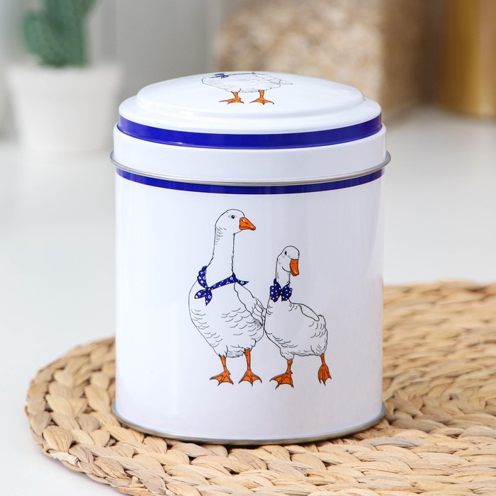 Банка для сыпучих продуктов &laquo;Гуси&raquo;, 800 мл, круглая