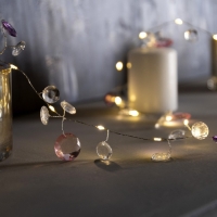 Гирлянда &laquo;Нить&raquo; 2 м роса с насадками &laquo;Лепестки&raquo;, IP20, серебристая нить, 40 LED, свечение тёплое белое, ААх3