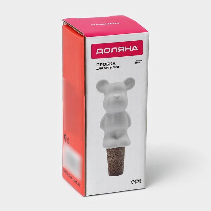 Пробка для бутылки Доляна &laquo;Стильный мишка&raquo;, 3,5&times;3,5&times;10 см