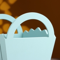 Кашпо деревянное 25&times;16&times;17 см "Мария", ручки боковые, МДФ, Серо-голубой