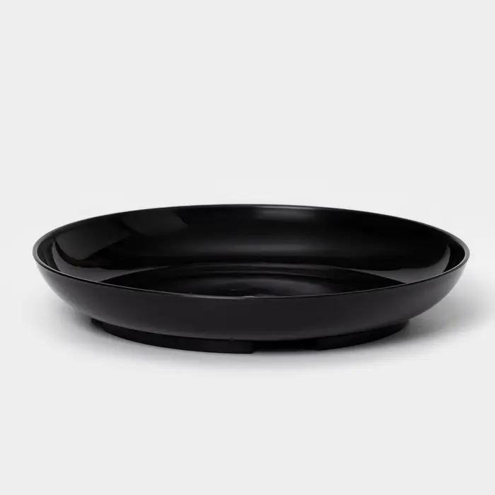 Горшок для цветов с поддоном Доляна &laquo;Голди. Листья&raquo;, 1,6 л, d=14 см, h=15,5 см, пластиковый, цвет чёрный