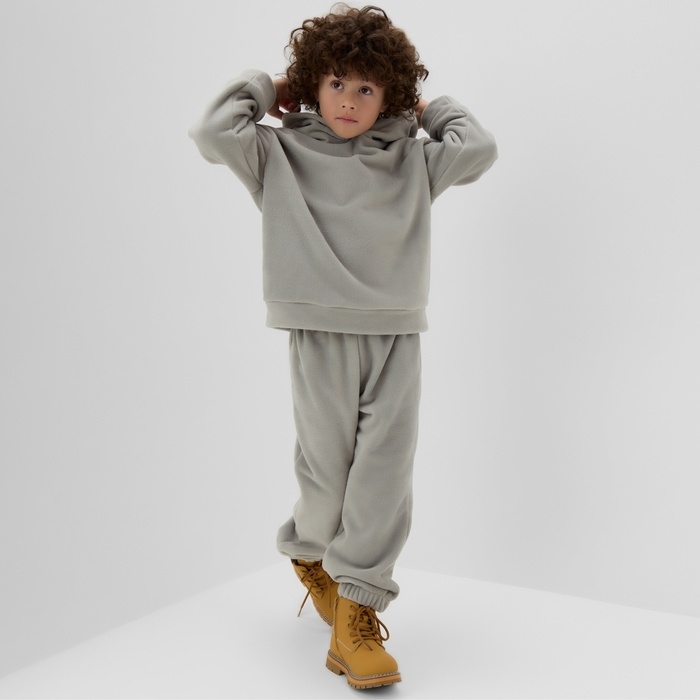 Костюм флисовый (худи и брюки) детский MINAKU: Fleece Soft, цвет графит, рост 110 см